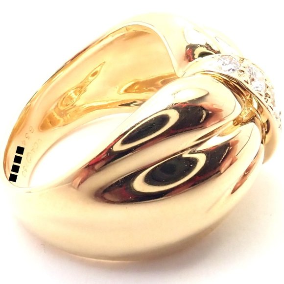 Rare! Authentic Van Cleef & Arpels 18k Yellow Gold Diamond Bow Design Band Ring - Picture 6 of 9